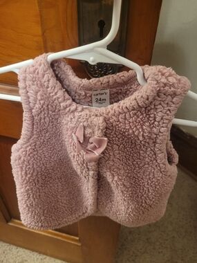 Carter's Plush Sherpa Vest in Dusty Pink - 24M